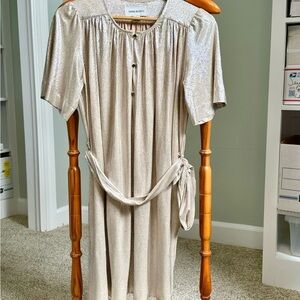 Sabina Musayev Shimmering Gold Metallic Mini Dress Small Short Sleeves Wedding